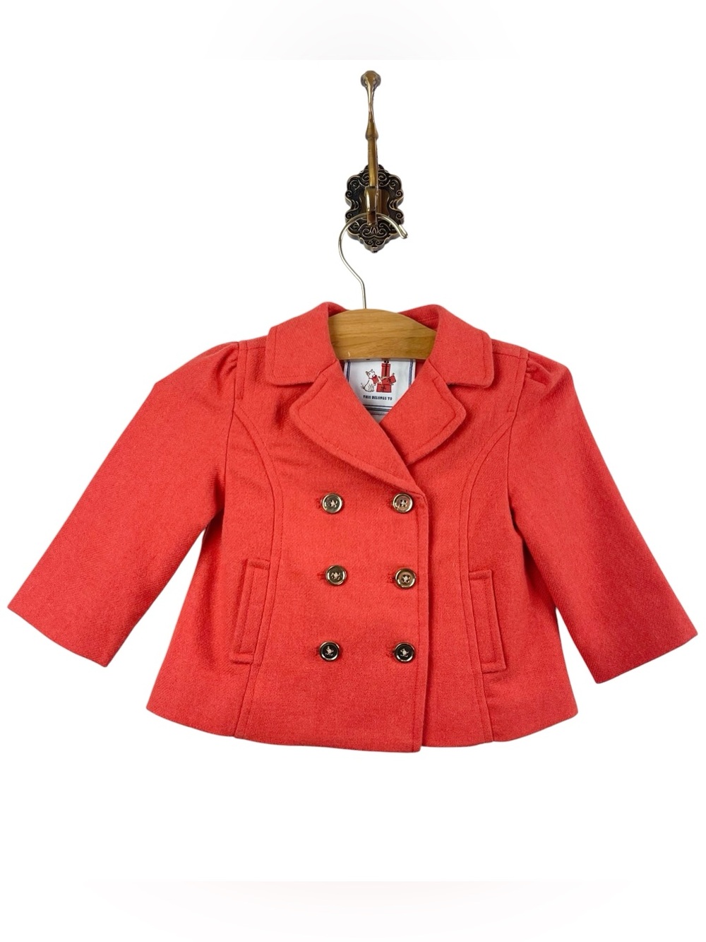 Janie and Jack Pea Coat Wool Blend Double Breasted Jacket Size 12-18 Months
